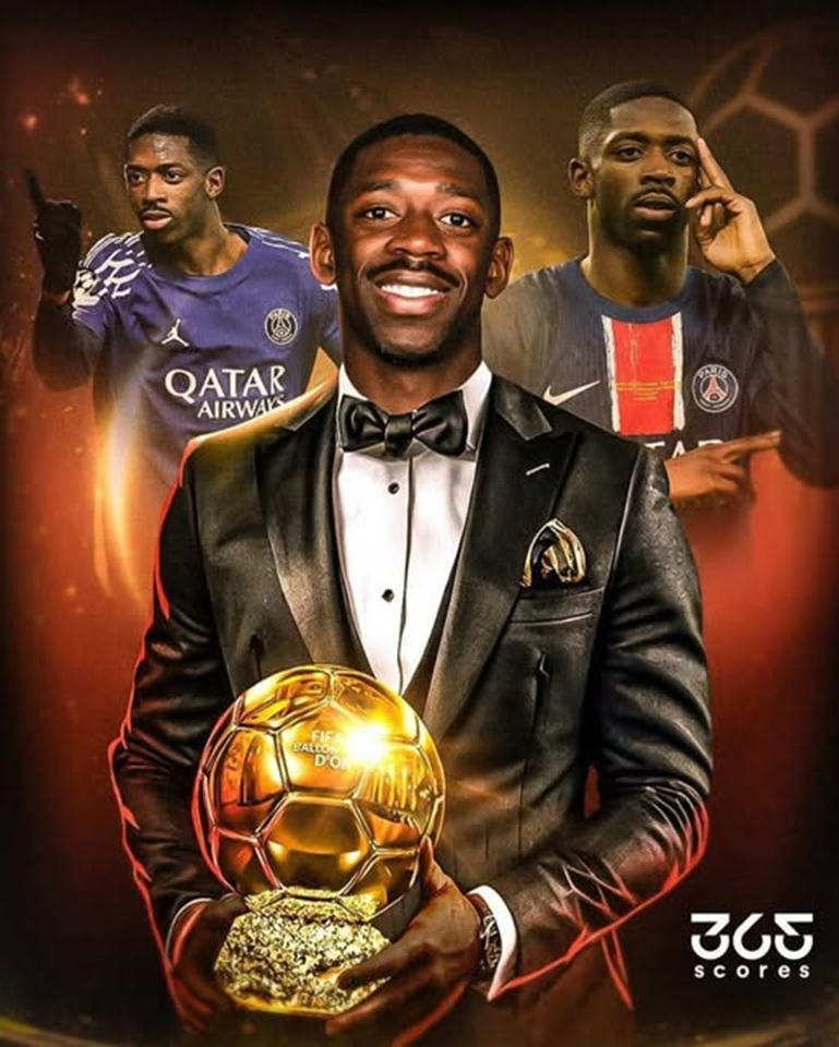 Ousmane Dembélé festeggia la vittoria del Pallone d'Oro 2025